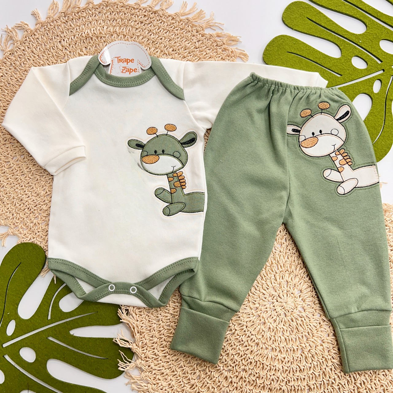 Conj. Body Manga Longa e Calça Girafinha - Verde